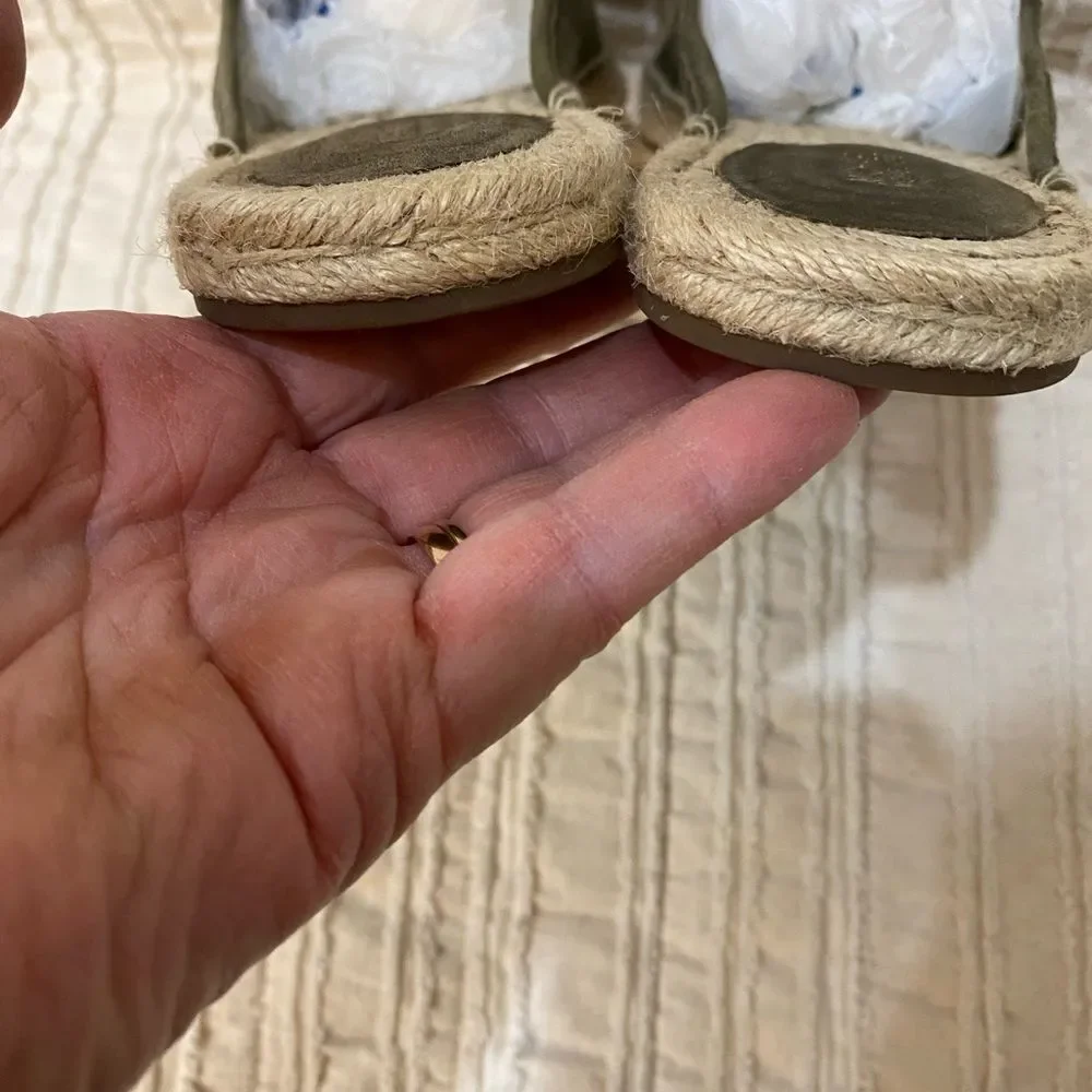 Michael Kors Hastings Olive Espadrille Slide Suede Women Size 9